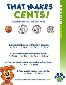 Kids Club Games- Coin value